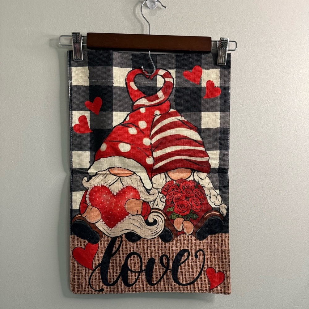 Valentine's Gnome Love Garden Flag - Picture 3 of 4
